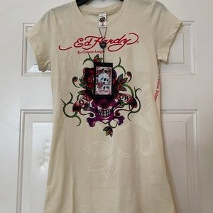 ED HARDY by Christian Audigier T Shirt Love Kills Slowly, Women’s Size M NWT